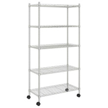 Opslagrek 5 niveaus wielen 75 x 35 x 155 cm Chroom 250 kg Zilver 02_0045701