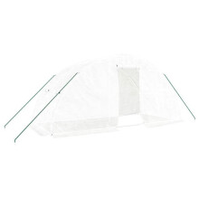 Tenda de estufa abrigo para plantas flores legumes com estrutura em aço 10 m² 5 x 2 x 2,3 m branco 02_0044527