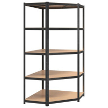 Scaffale angolare 5 livelli acciaio e legno ingegnerizzato grigio 02_0045675