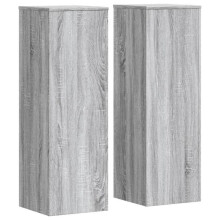 Supports pour plantes - HELLOSHOP26 - Lot de 2 - Bois d'ingénierie - Gris sonoma - Design intemporel