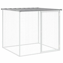 Poulailler enclos cage poules avec toit clair 103 x 98 x 90 cm acier galvanisé gris 02_0043981