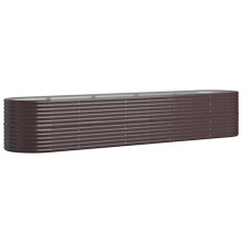 Jardinière surélevée - HELLOSHOP26 - Acier enduit de poudre - Marron - 368x80x68 cm - Résistante aux intempéries