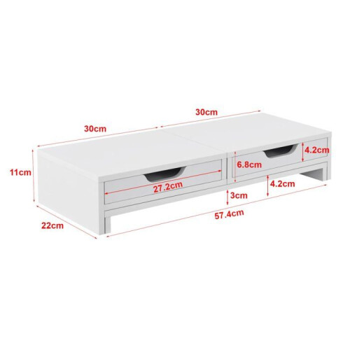 Supporto per schermo regolabile con 2 cassetti bianco 03_0008220 2
