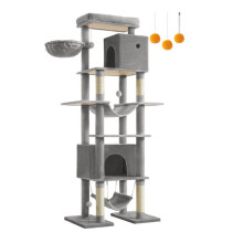 Albero per gatti - HELLOSHOP26 - XXL 201 cm - 1 piattaforma - 2 nicchie - 2 amache