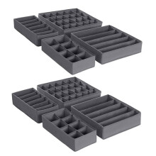 Boîtes de rangement - HELLOSHOP26 - Lot de 8 - Organisateur de tiroir - Séparateurs pour lingerie - Gris