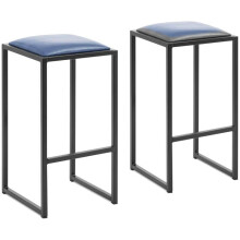 Barstoel - HELLOSHOP26 - Set van 2 - PU-bekleding - Zwart geverfd metaal - Stapelbaar