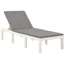 Transat chaise longue - Mueble de jardín - Plástico - Respaldo ajustable - Cojín confortable - Blanco