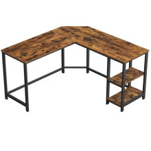 Escrivaninha de canto - HELLOSHOP26 - 138x138x75 cm - Painel de aglomerado - Prateleiras rústicas - Estável