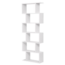 Bibliothèque - HELLOSHOP26 - Étagère contemporaine - 6 niveaux - Blanc - Meuble de rangement