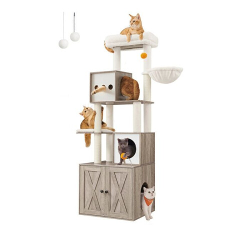 Arbre à chat - HELLOSHOP26 - Moderne - 185 cm - Cache litière - Griffoir avec plateforme