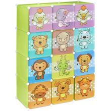 Étagère rangement enfants casier modulable plastique animaux penderie armoire vert 13_0001209_3