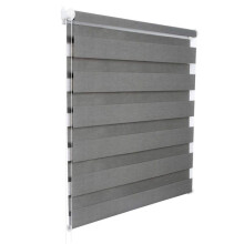 Store enrouleur zébré jour et nuit fenêtre translucide ou occultante aspect bois 70x150cm gris 19_0000812