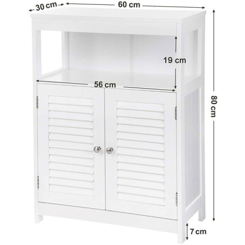 Wandschrank Badezimmermöbel Kommode mit 2 Türen 80 cm MDF 2