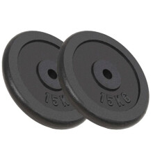 Plaque de poids 2 pièces 2 x 15 kg fonte haltères fitness musculation 02_0000759