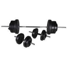 Kit de barre d'haltère et 2 haltères 60,5 kg fitness musculation 02_0000755
