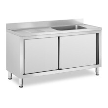 Sumidero profesional de acero inoxidable en mueble bajo armario con fregadero de acero inoxidable (1 cubeta: 500 x 400 x 240 mm, h)