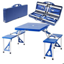 Set di tavolo e sgabelli da camping in alluminio, mobile pieghevole 133 cm, giardino outdoor 16_0002495