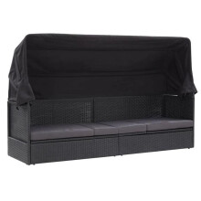 Sofá lit de exterior con toldo de resina trenzada negra 02_0012024