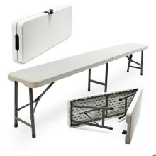 "Banco da camping pieghevole leggero giardino esterno festa barbecue pic-nic 180 cm bianco 16_0002207"