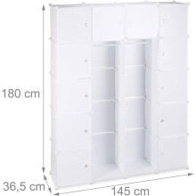Étagère cubes rangement penderie armoire plastique 14 casiers 180 cm blanc 13_0001070_2