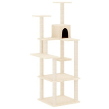 Kattenboom - HELLOSHOP26 - 153 cm - Crème - Engineered wood - Natuurlijke sisal