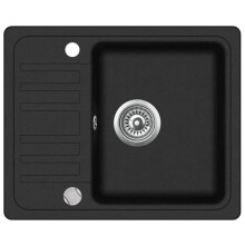 Fregadero de cocina de granito de un solo tazón 57,5 x 46 cm negro 02_0002321