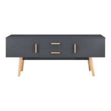 Mueble de TV diseño soporte de televisión banco patas de madera 140 cm gris oscuro 03_0005869