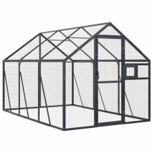 Volière à oiseaux - HELLOSHOP26 - Aluminium anthracite - 179x300x185 cm - Sécurisée - Grande capacité