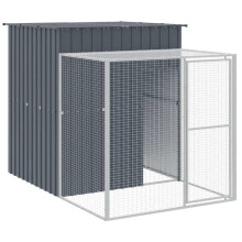 Poulailler enclos cage poules avec cour 165 x 251 x 181 cm acier galvanisé anthracite 02_0043952