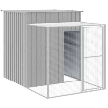 Poulailler enclos cage poules avec cour clair 165 x 251 x 181 cm acier galvanisé gris 02_0043964