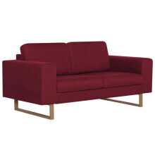 Canapé 2 lugares para sala de estar casa interior tecido vermelho bordeaux 02_0020752