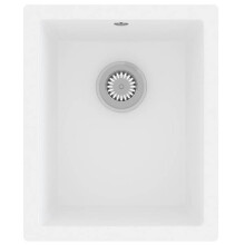 Lavello da cucina con foro di troppopieno 38 x 46 cm granito bianco 02_0002396