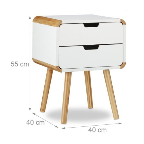 Mesa de cabeceira 2 gavetas mesa console MDF branco 13_0002693 1