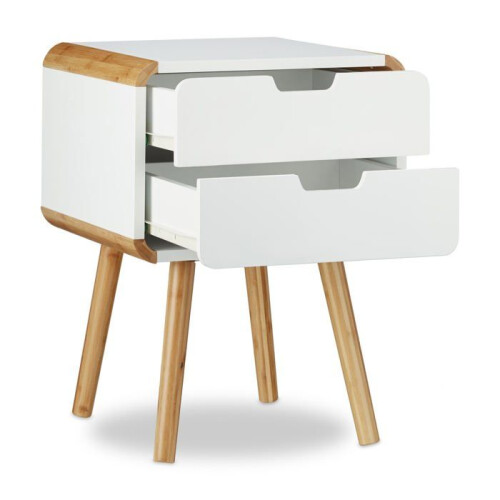 Mesa de cabeceira 2 gavetas mesa console MDF branco 13_0002693