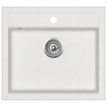 Lavabo da cucina con scolapiatti, lavabo incassato reversibile con foro per il rubinetto e distributore di sapone.