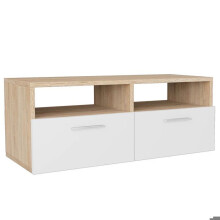 Mobília de TV buffet tv televisão design prático aglomerado 95 cm carvalho e branco 2502019/2