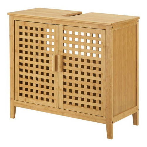 Móvel sob a pia com 2 portas 60 x 67 x 30 cm em bambu