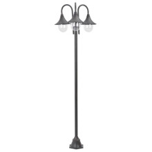 Lampadaire de jardin E27 220 cm aluminium 3 lanternes Bronze marron 02_0042541
