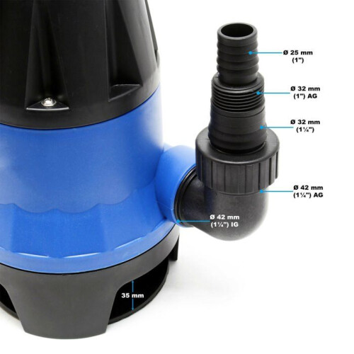 Pompe submersible - Bleu - 400 Watts - Débit 7500 L/h - Immersion 7 m - Évacuation eaux usées 2