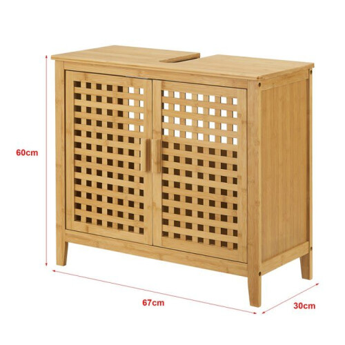 Móvel sob a pia com 2 portas 60 x 67 x 30 cm em bambu 1
