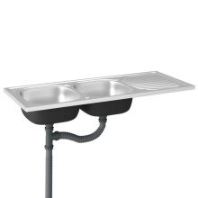 Lavello da cucina - Argento - Lavabo doppio - Acciaio inox - Reversibile - 120 x 50 cm