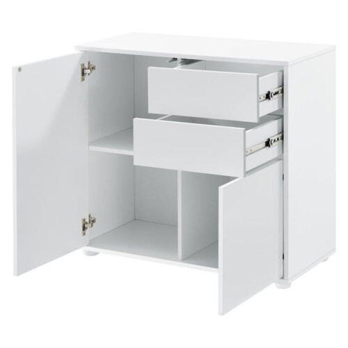 Commode met 2 lades 2 deuren 74 x 79 x 36 cm mat wit 1
