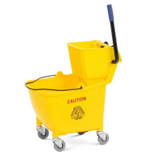 Seau essoreur professionnel Ă roulettes 32 litres plastique jaune 14_0009916