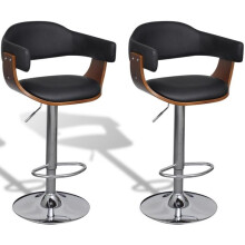 Conjunto de 2 bancos de bar pretos e de madeira design moderno 1202019