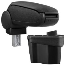 Apoyabrazos central para Kia Rio 3ª generación tipo UB con compartimento acolchado en tejido negro 03
