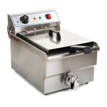 Friteuse roestvrij staal 1 bak 10 liter met afneembare verwarming en professionele afvoerkraan 3614011