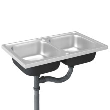Fregadero de cocina de doble lavabo fregadero empotrado lavabo de cocina lavabo empotrado casa interior plateado 80 x 50 cm ac
