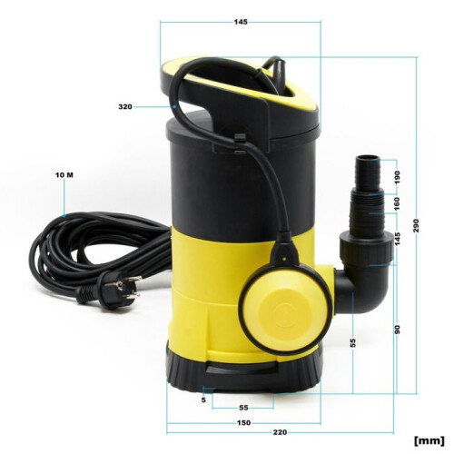 Pompe pour eaux usées - Jaune - 250W - 5000l/h - Immersion max 5m - IP68 1