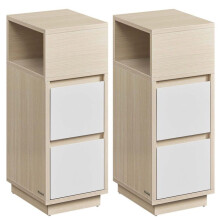 Mesa de cabeceira - HELLOSHOP26 - Conjunto de 2 - 2 gavetas - Compartimento aberto - Montagem flexível