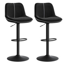 Banquetas de bar - HELLOSHOP26 - Conjunto de 2 - Ajustáveis em altura - Encosto ergonômico - Veludo preto